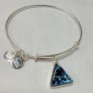 Alex and Ani Silver Bracelet with Blue Triangle Charm